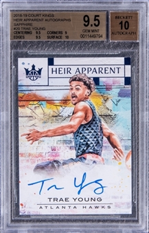 2018-19 Panini Court Kings Heir Apparent Autographs Sapphire #20 Trae Young Signed Rookie Card (#25/25) - BGS GEM MINT 9.5/BGS 10